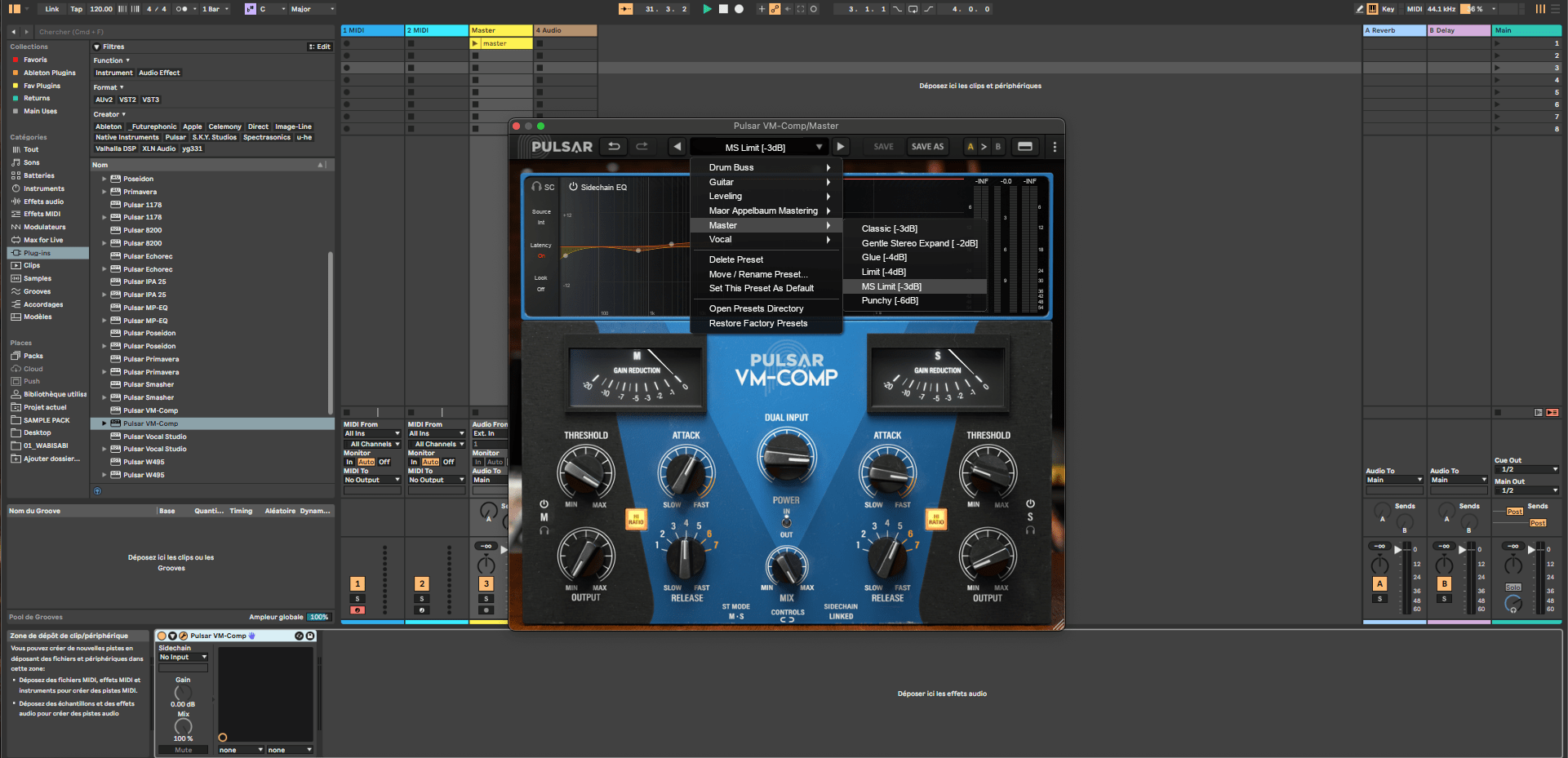Pulsar Audio VM-Comp plugin presets in ableton
